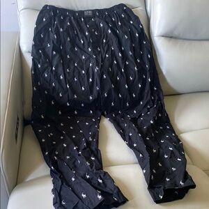 Polo Ralph Lauren Black Pajama Pants with White polo Logo Pattern size